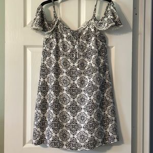 Three Hearts Black & White Cold Shoulder Dress
